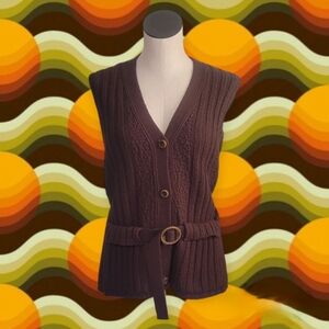 Vintage 70s Sleeves Button-down Sweater